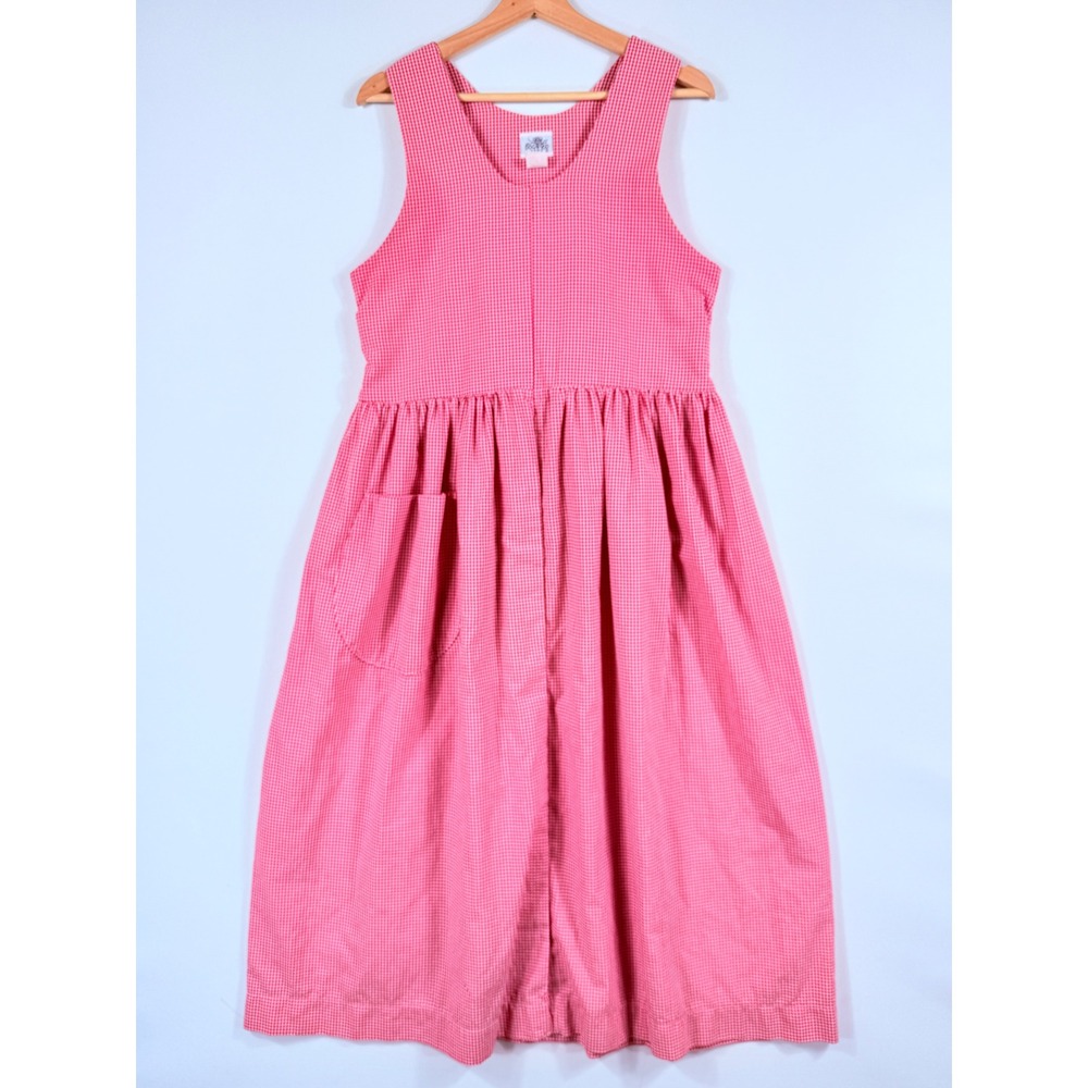 Dogwood Lane Jumper Dress Womens Medium Red Gingham Cottagecore Picnic Vintage